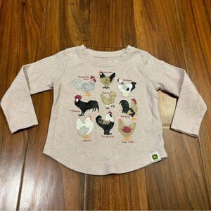 John Deere chicken tan sparkly long sleeve tee shirt